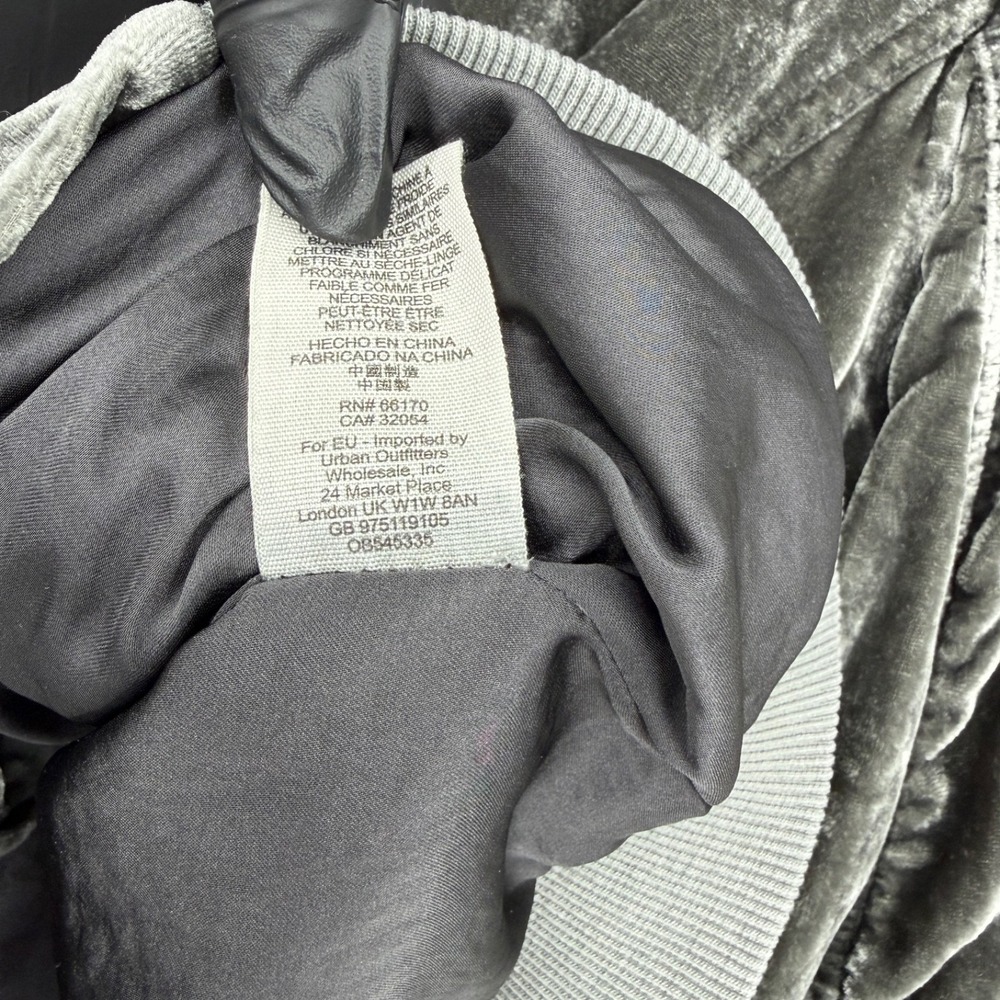 Free People Jacket Womens XS Green Ruched Velvet Bomber Full Zip Velour Varsity - Picture 10 of 13